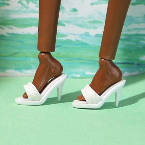 Shoes: Upscale Toe Strap Heels - White - Image 3