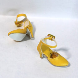 Shoes: Upscale Leatherette Ankle Strap Open Side Pumps - Bright Yellow