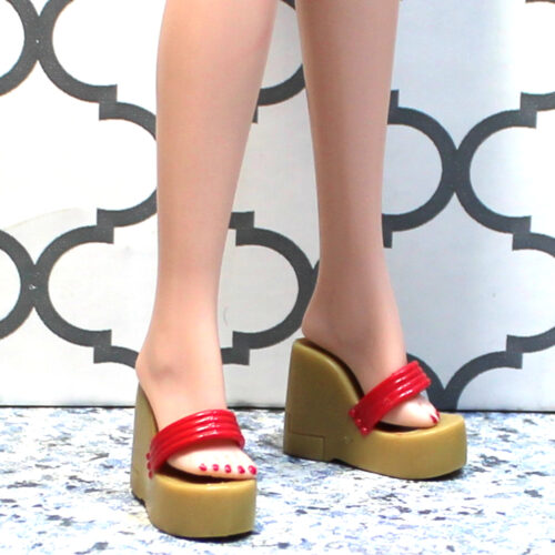 Shoes: Jakks Pacific Girl Force Wedge Sandals - Red-Tan