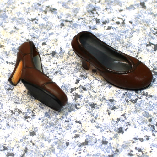 Shoes: Lady Action Figure Leatherette Pumps - Brown - Image 2