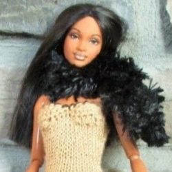 Wrap: Scarf Knit Fur Short - Black Bear
