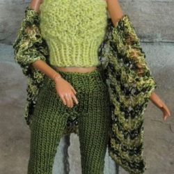Wrap: Shawl Knit Open Weave - Moss Olive Green Camo Multi