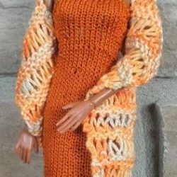Wrap: Shawl Knit Open Weave - Pastel Orange Multi