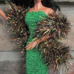 Wrap: Boa Feathery Sparkle - Black Gold Tinsel