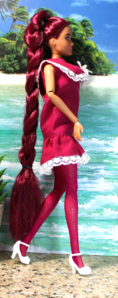Barbie: "Extra" Long Magenta Hair - (Nude, Diversity Articulated High-Heel) - Image 4