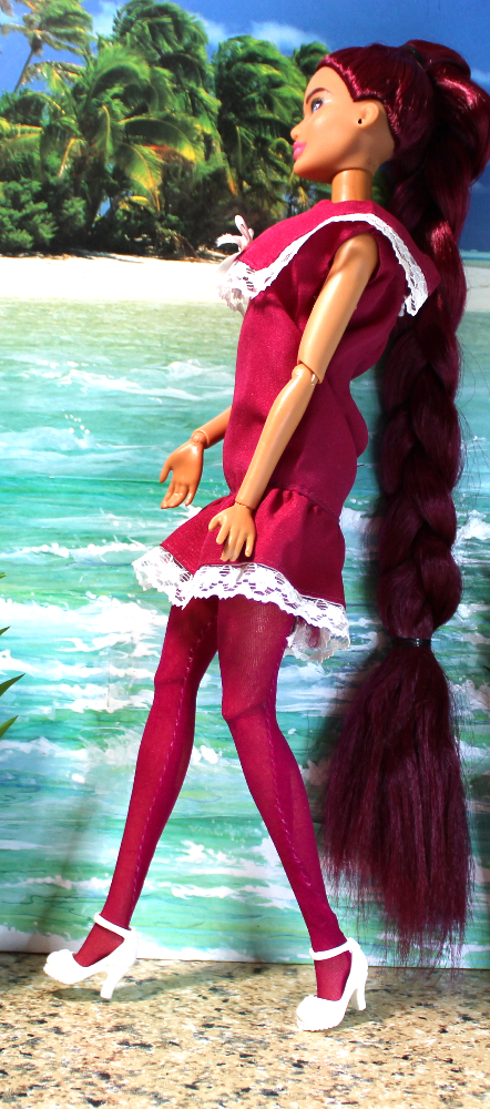 Barbie: "Extra" Long Magenta Hair - (Nude, Diversity Articulated High-Heel) - Image 5
