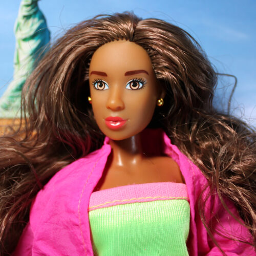 Fresh Dolls: Gabrielle, Dark Brown, Medium Dark Brown Long Straight Curly Ends Hair - (Redressed)