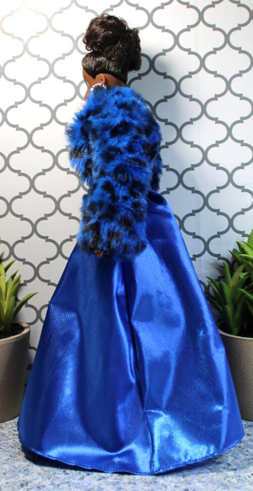 Fresh Dolls: Lynette, Brown-Black, Dark Brown Updo Hair & Blue Skirt Jacket- (Redressed) - Image 4