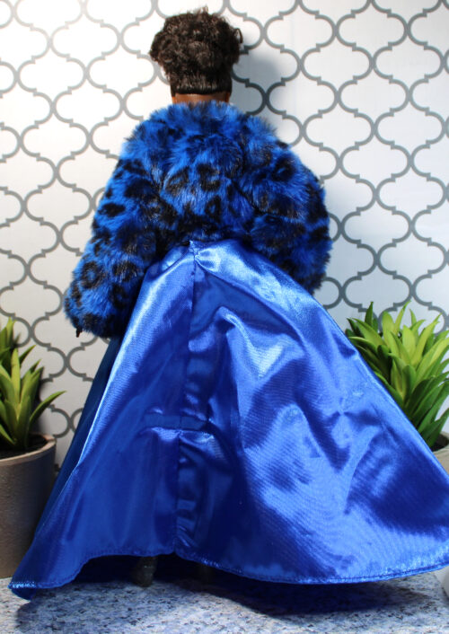 Fresh Dolls: Lynette, Brown-Black, Dark Brown Updo Hair & Blue Skirt Jacket- (Redressed) - Image 5