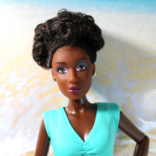 Fresh Dolls: Lynette, Brown-Black, Dark Brown Updo Hair & Barbie Looks Shorts/Top - (Redressed)#2