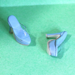 Shoes: Upscale Leatherette Transparent Vinyl Toe Strap Heels - Blue (#1a)