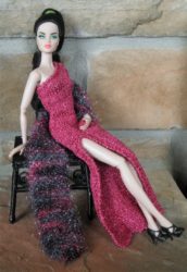 Fuchsia pink slit knit gown